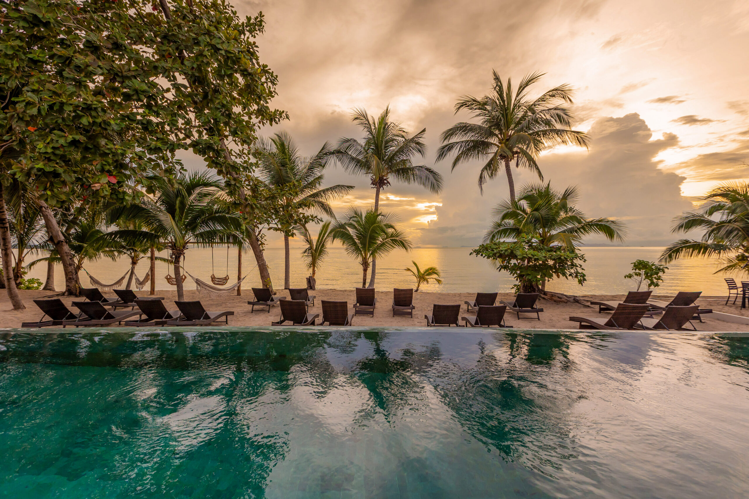 Main swimming pool and beach area